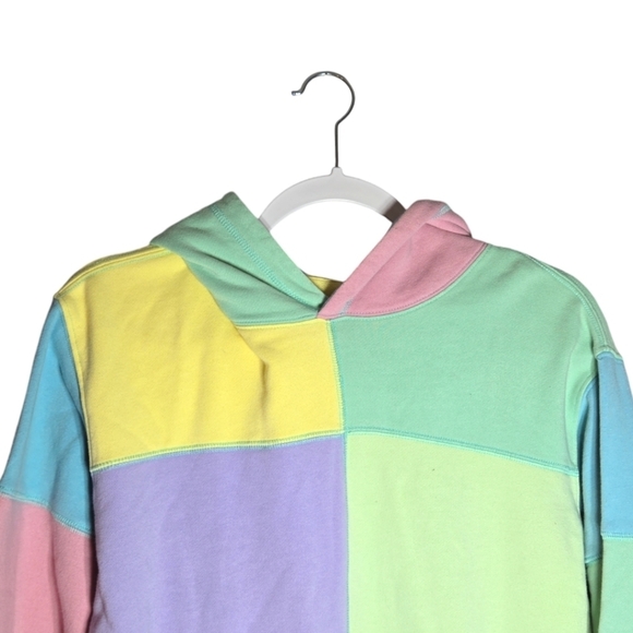 Teddy Fresh Sunrise Mint Patchwork Colorblock Hoodie Sweatshirt Size S - Picture 2 of 6